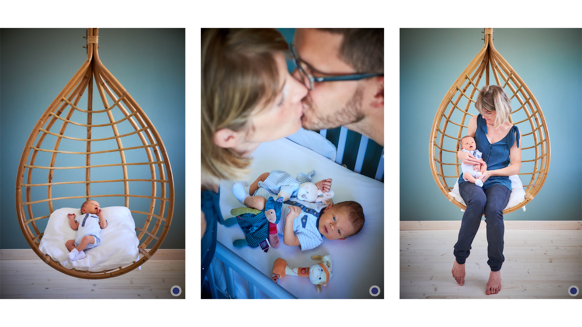 Séance photo de bébé - naissance - nouveau-né : Marius et le bisou de Maman et Papa